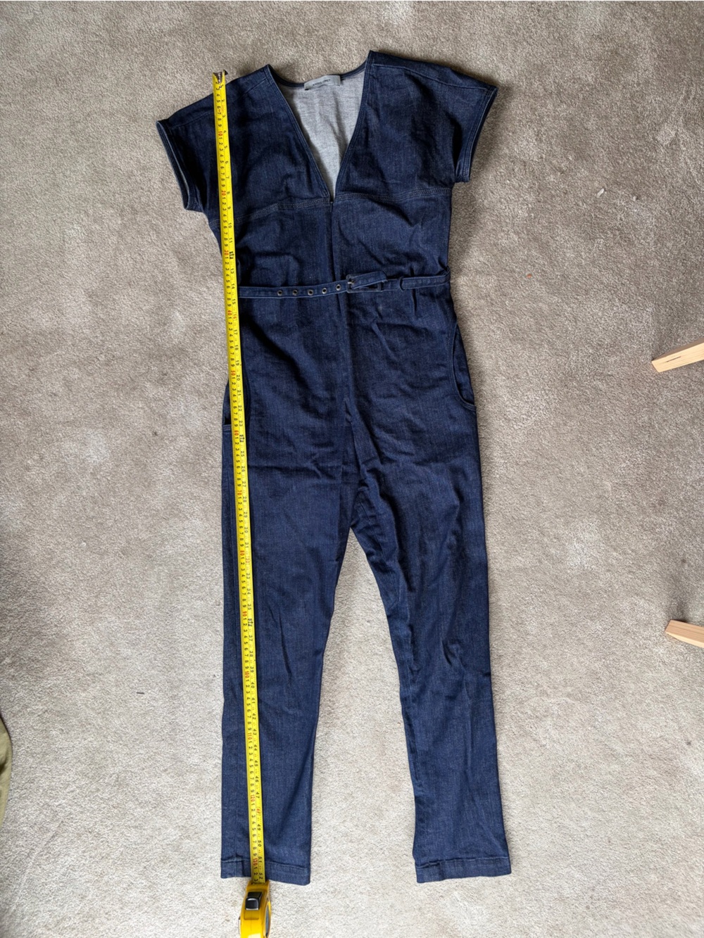 Rachel Comey Navy Blue Denim Jumpsuit with Belt - Picture 14 of 14